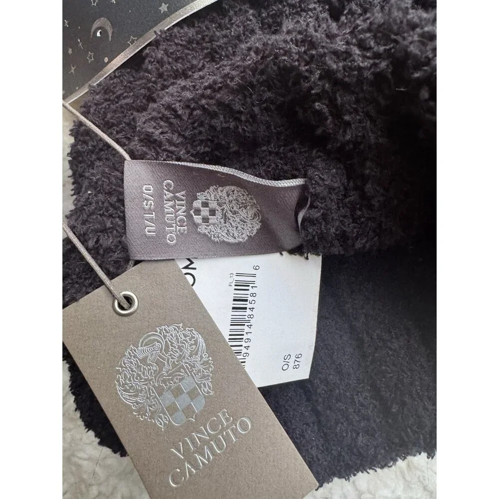 Vince Camuto Plush Beanie Hat & Mitten Glove Gift Set Black Gray Nordstrom NEW